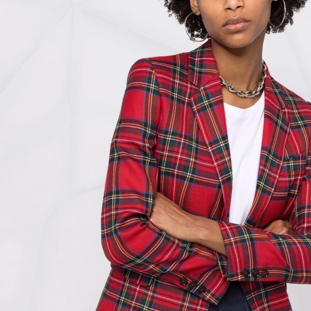 I Crew Factory Tartan Two-Button Blazer
